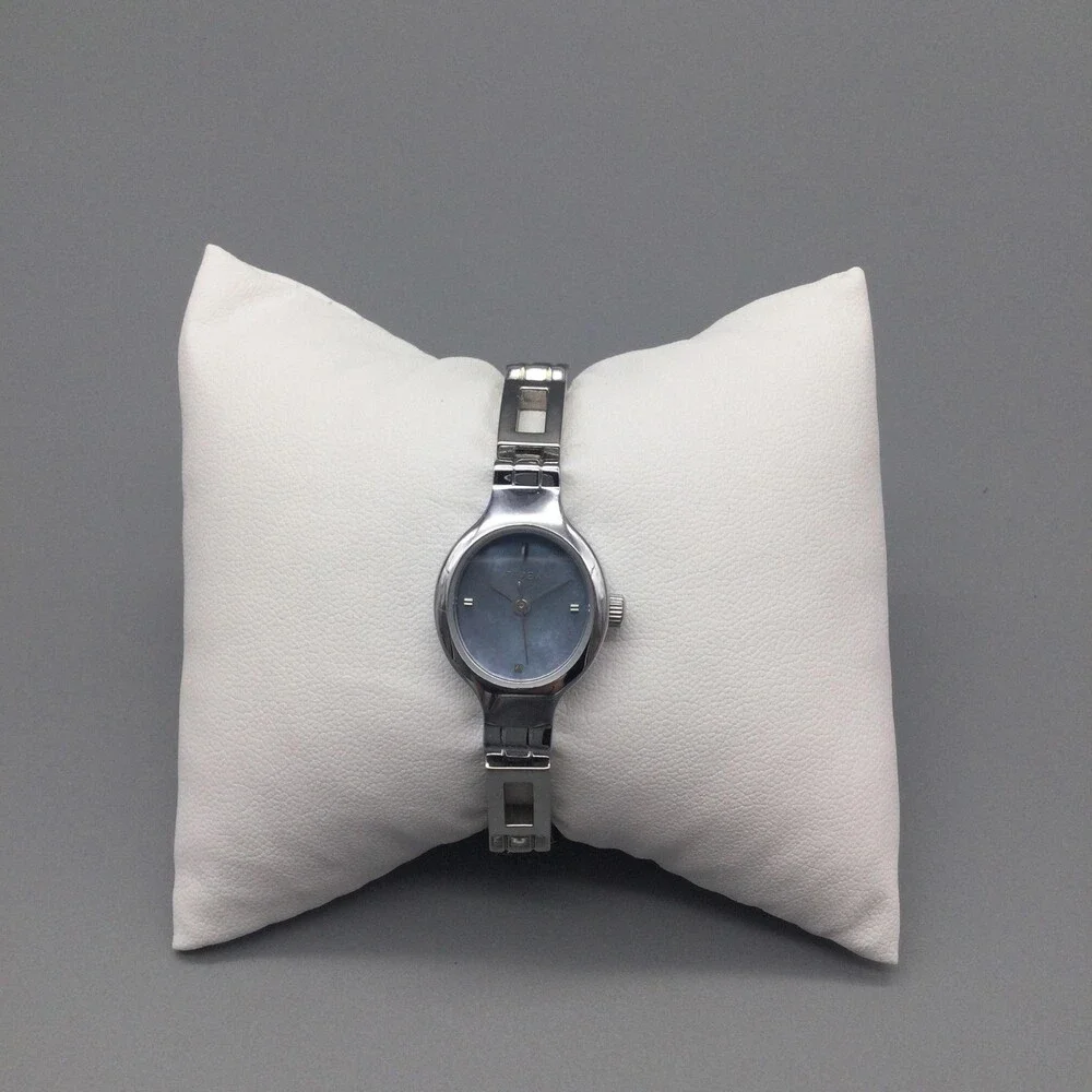 Timex Womens Watch 20mm Blue Oval MOP Dial Silver Tone New Battery 5.5
